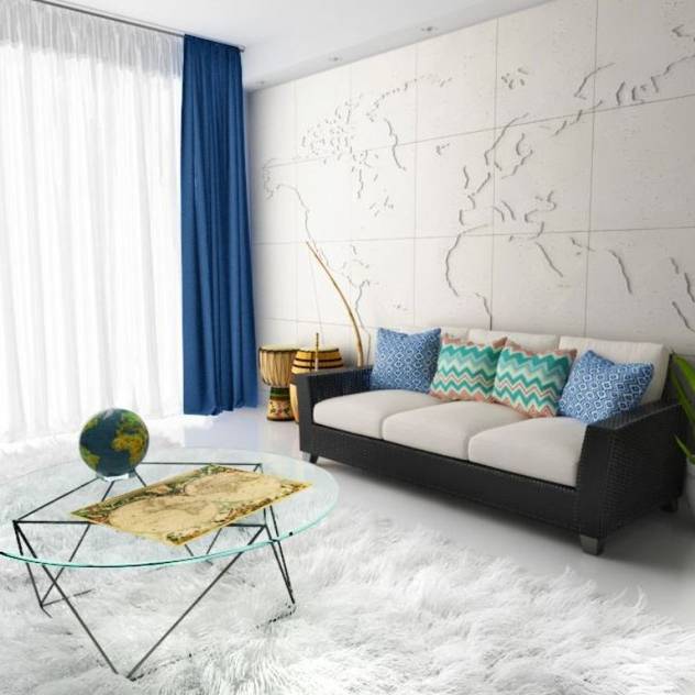 3D Wandverkleidung 'MAP OF THE WORLD' Moderne Wohnzimmer von Loft Design System Deutschland - Wandpaneele aus Bayern Modern