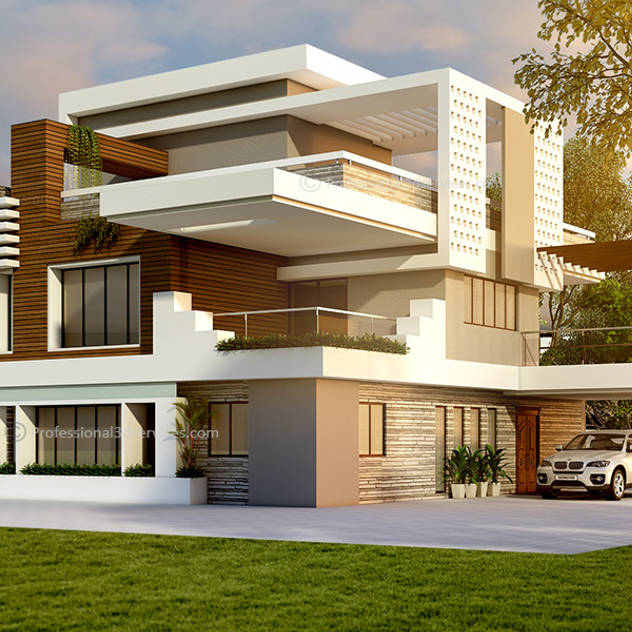 3D Exterior House Design:  Single family home by ThePro3DStudio