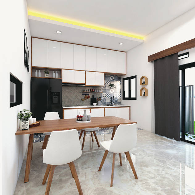 HUNIAN TROPIS DI RANAH MINAG:  Dapur built in by CASA.ID ARCHITECTS