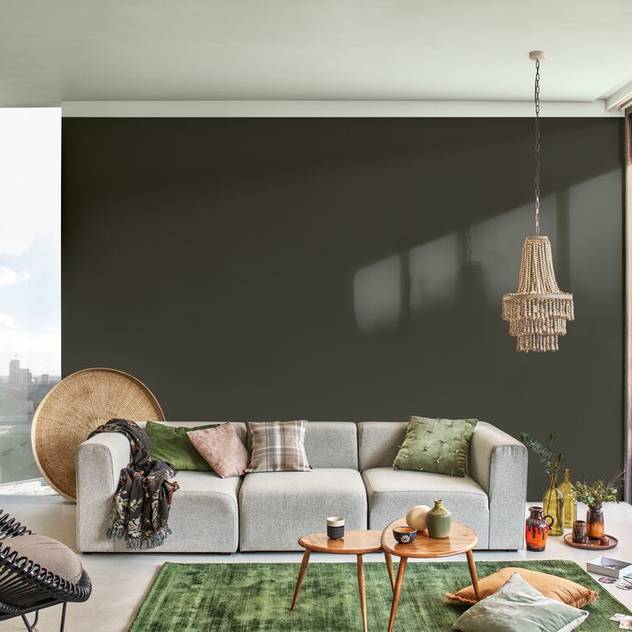 A calm and tranquil living room with the Dulux Colour of the Year 2020 Dulux UK Modern living room Green