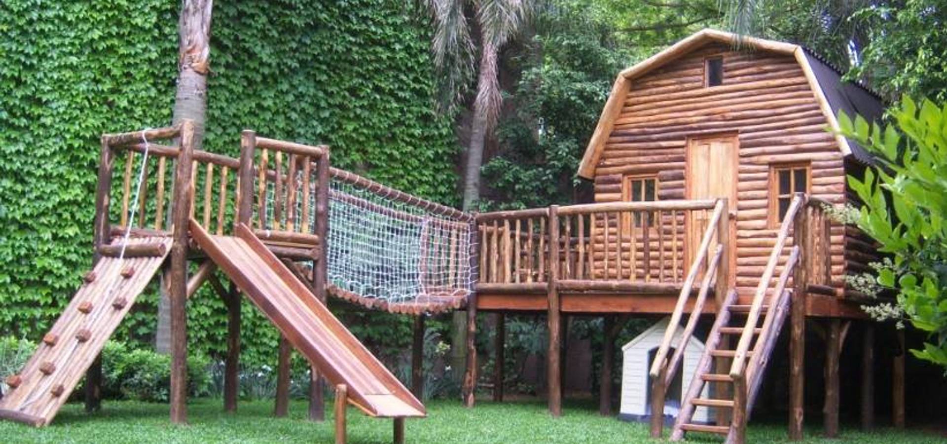 Juegos infantiles de madera  Casas de troncos, Parques infantiles, Juegos  infantiles para exterior