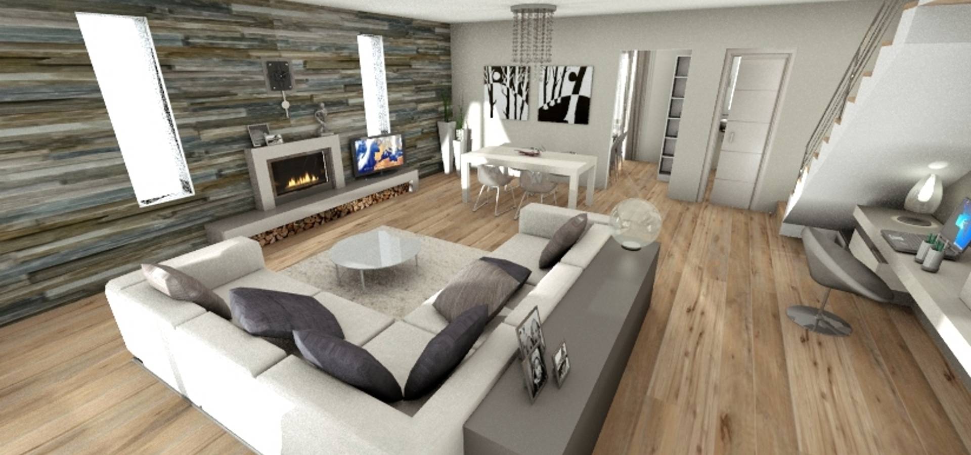 Soggiorno Con Scala A Giorno E Camino By Arredarefacile By Id