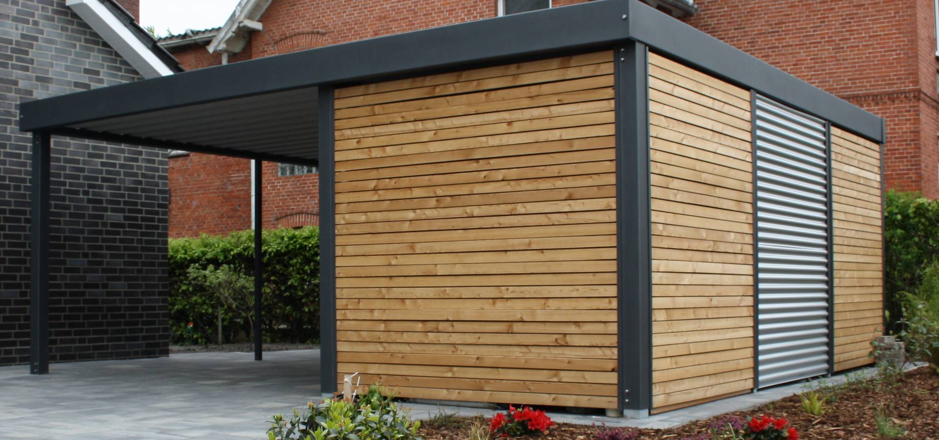 Metallcarport Mit Sichtschutz Aus Holz De Carport Schmiede
