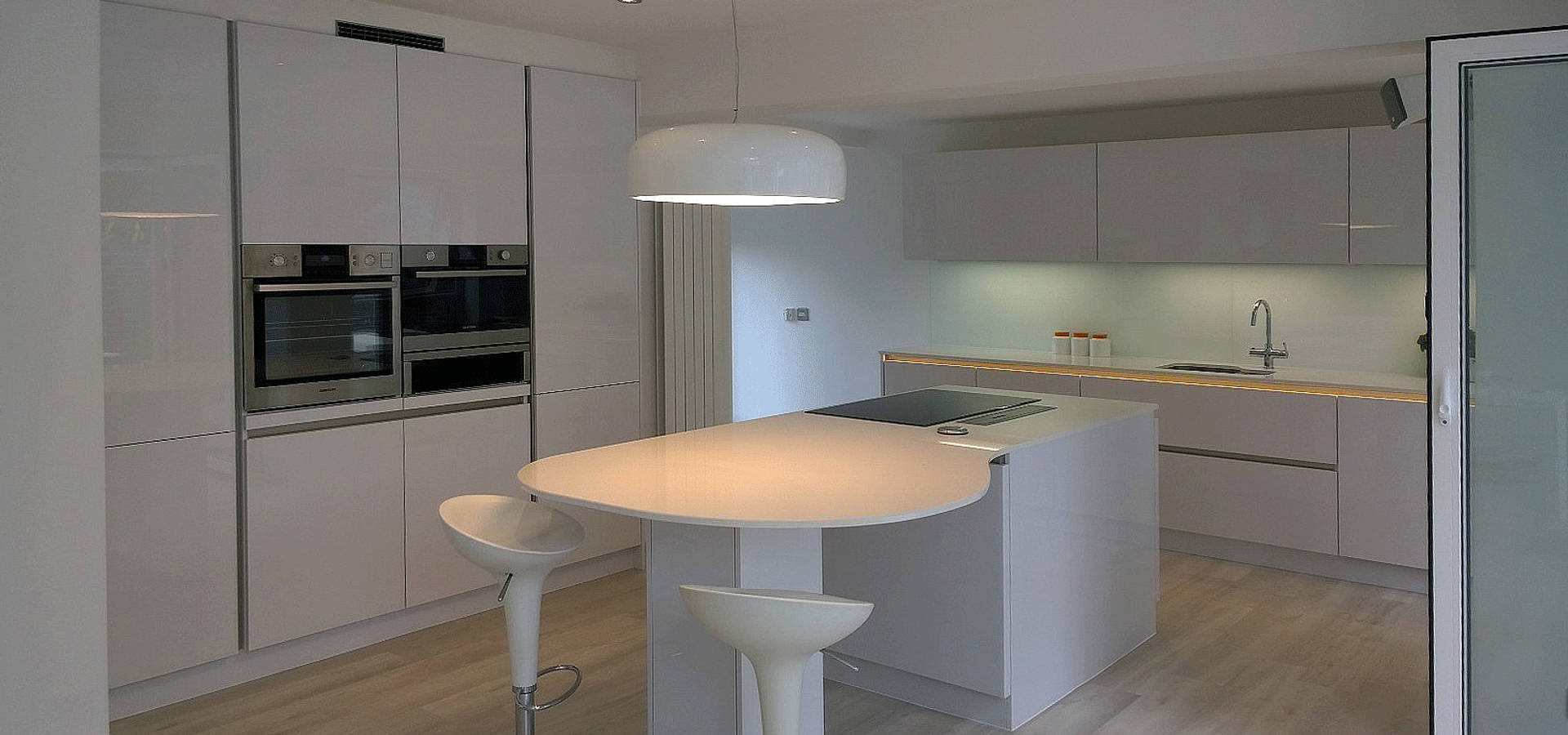 Keller White Gloss Handle Less Kitchen By Think Kitchen And Bathroom