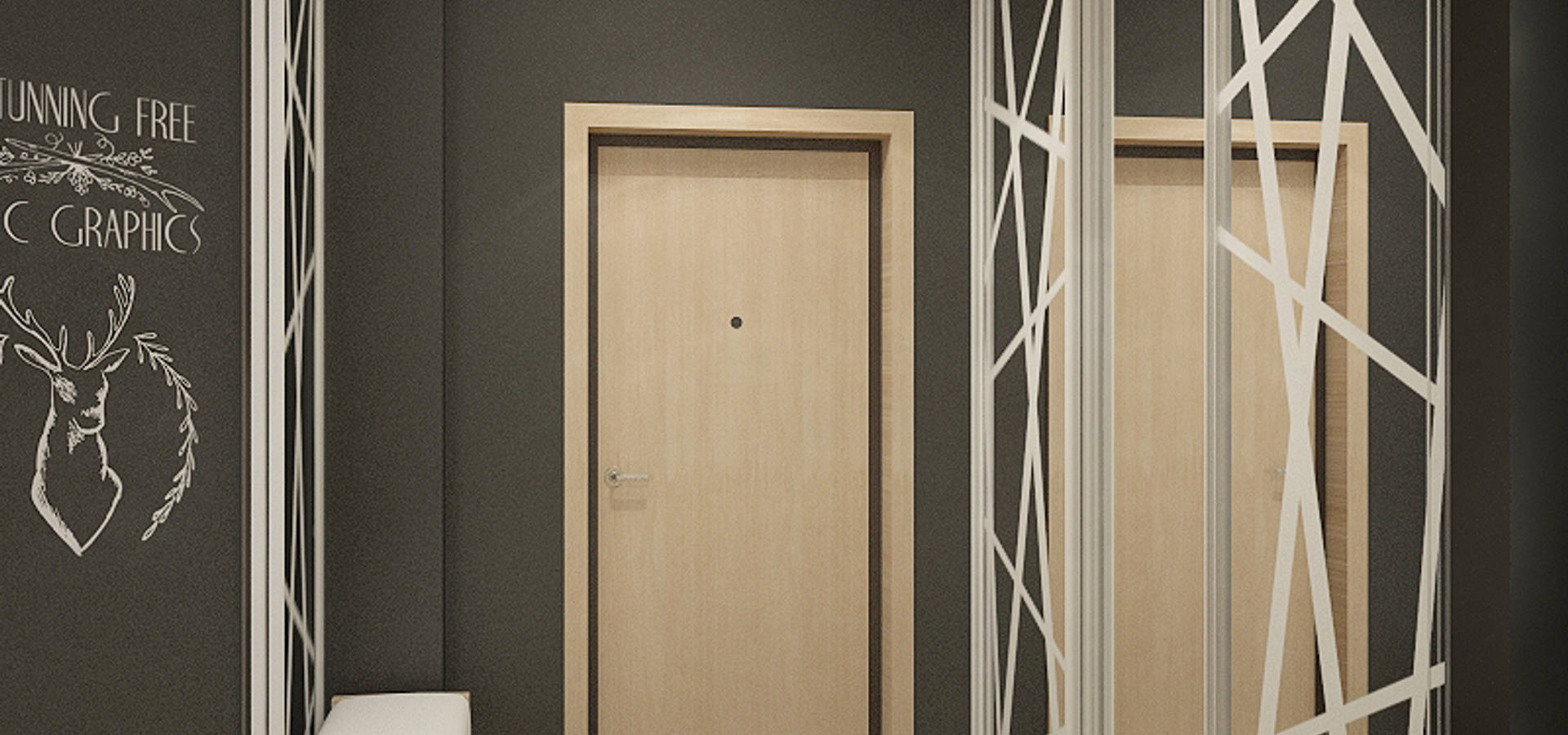 Шкаф купе зеркальный в стиле лофт прихожая