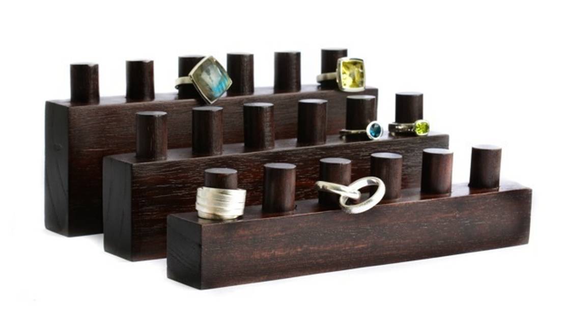 FINGERINSPIRE Samt Ringständer Set 3-tlg - Ringhalter In 3 Höhen