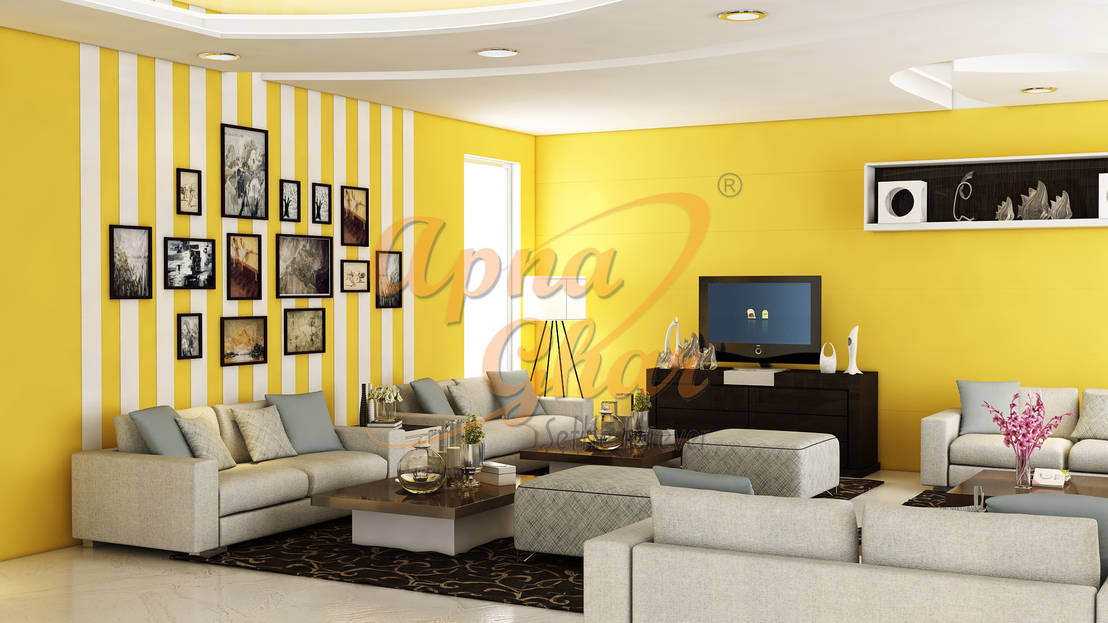 Drawing Room Wall Design Inspirations - 16' x 14' – Ongrid Design
