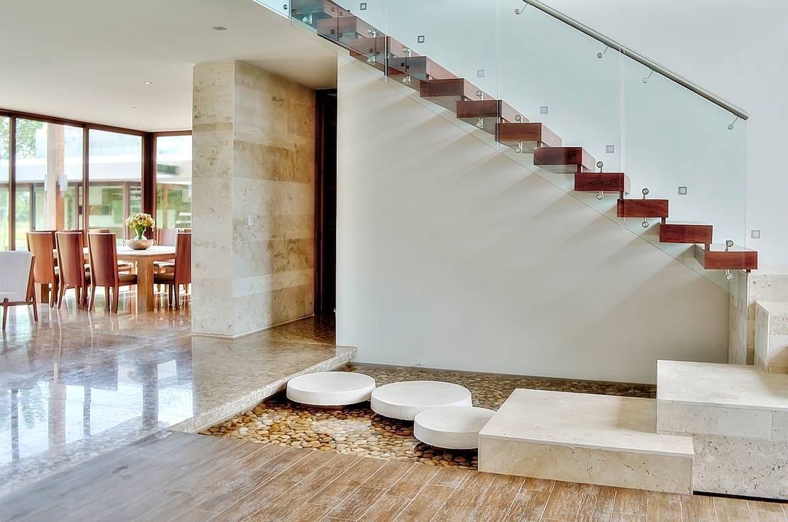 18 escaleras con jardín de piedra y agua ¡fantásticas!