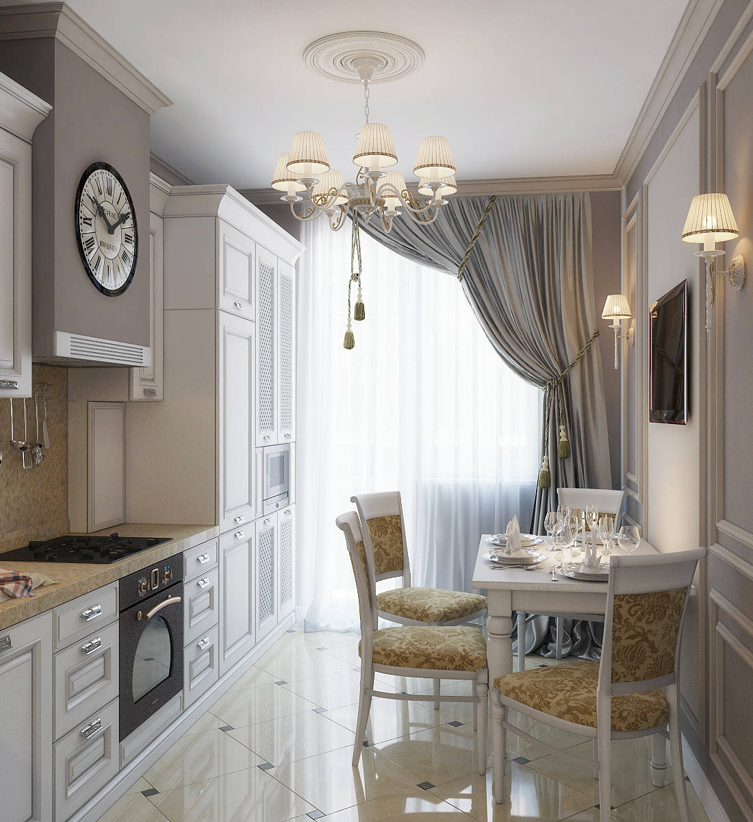 Кухня в белом + прихожая ?? ????? студия дизайна interior de.