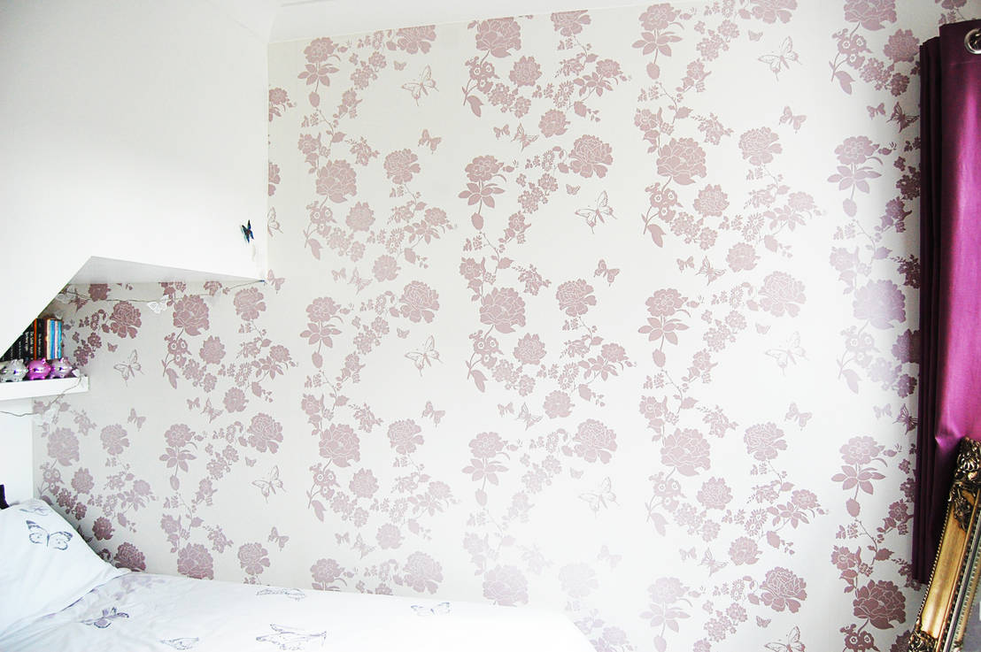 Pretty Flower Bedroom Wallpaper, private commission 2015 homify
