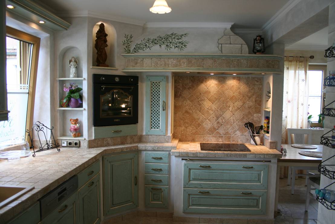 Mediterrane Landhauskuche Avignon Hellblau Weiss Von Villa Medici