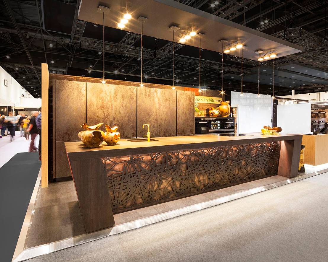 Laser cut screens Kitchen island Network design homify