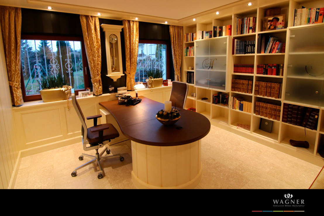 Klassiche Buro Kamin Und Esszimmergestaltung By Wagner Mobel Manufaktur Homify
