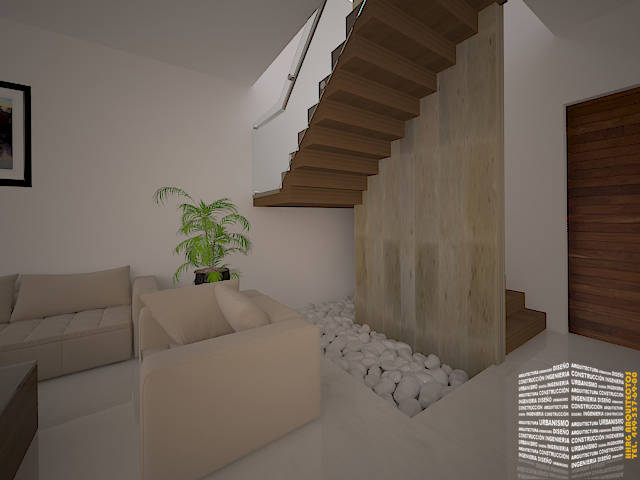 ESCALERA CON MURO DE CANTERA de HHRG ARQUITECTOS | homify