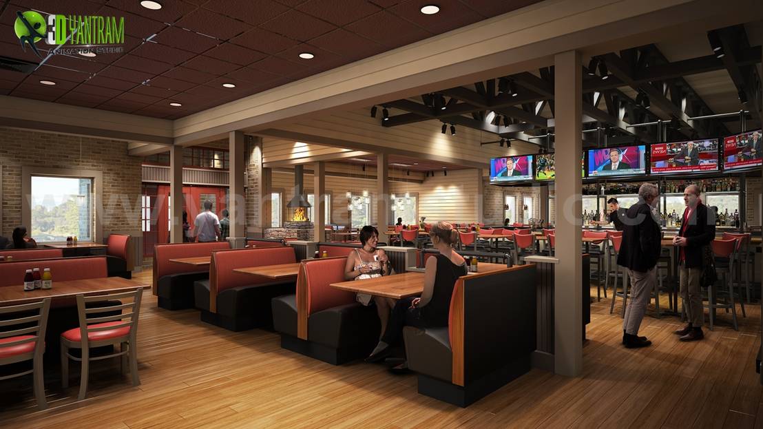 Smokey Bones Modern Restaurant Renovation Design Rendering Ideas By Yantram 3d Interior Modeling Berlin Homify
