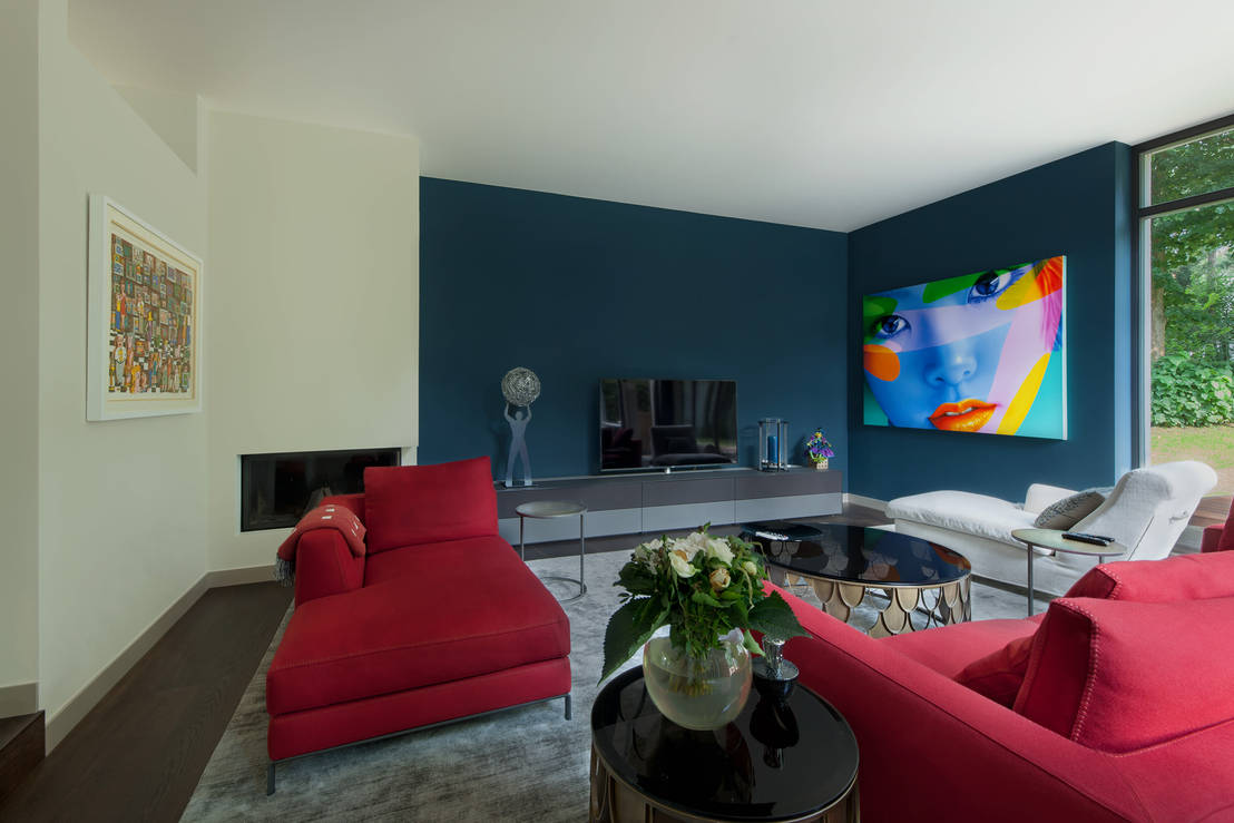 Wohnzimmer Wandgestaltung Mit Hague Blue Von Farrow And Ball