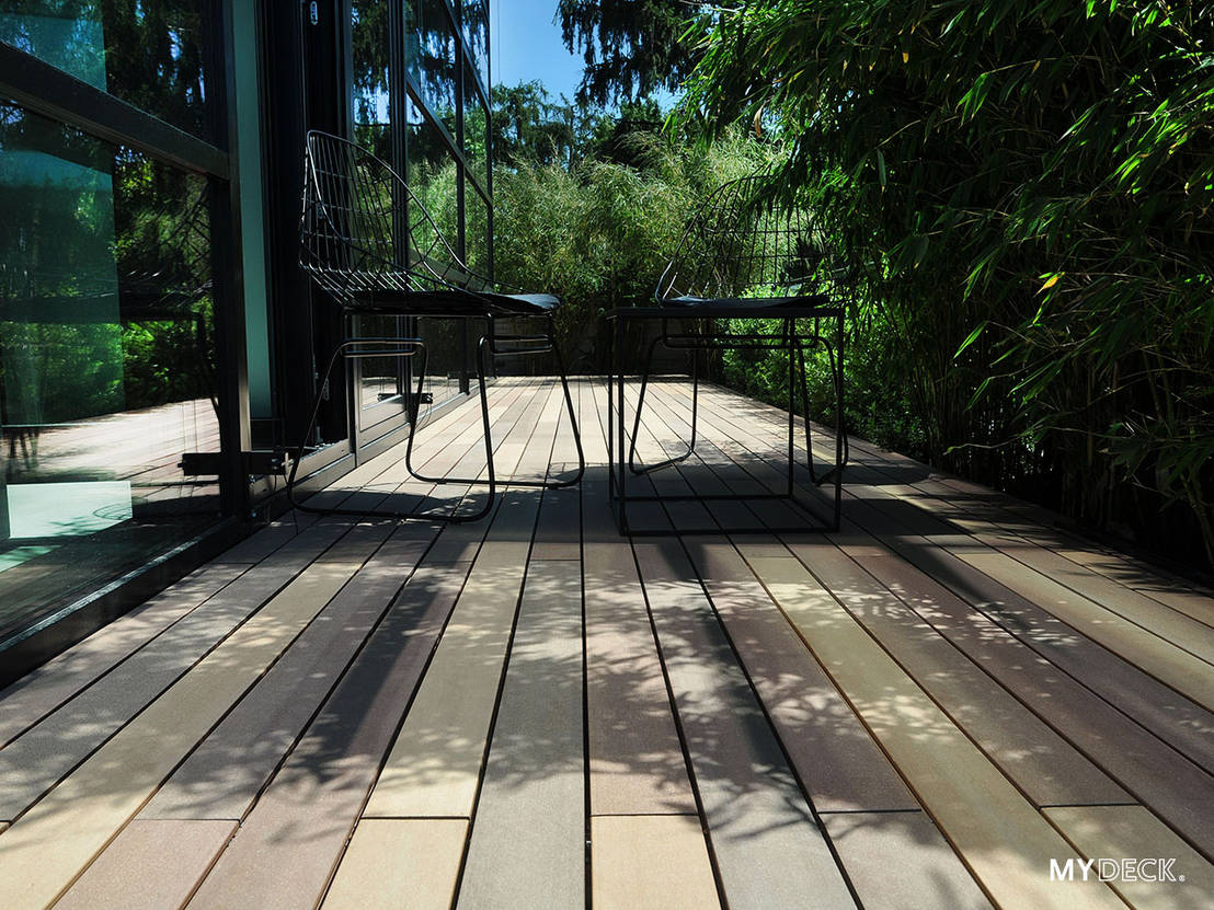 Moderne Terrassengestaltung Mit Schmalen Wpc Terrassendielen Homify