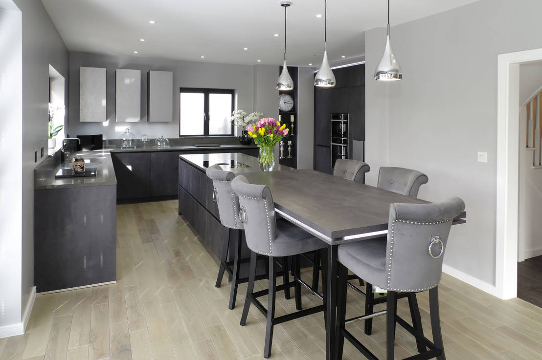 Concrete Graphite Kitchen With Secret Doors Homify