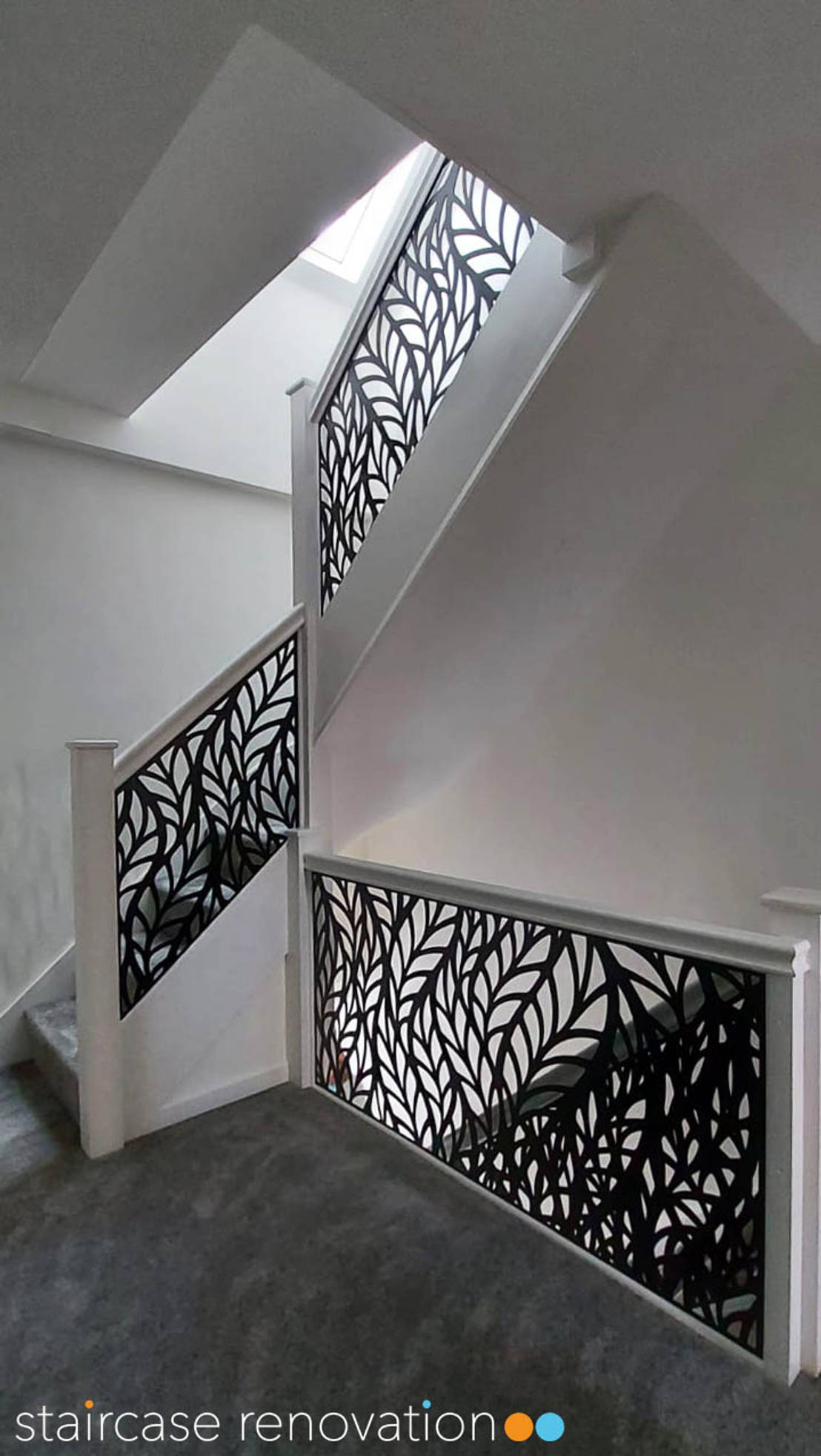 Staircase makeover with laser cut balustrade infill panels | homify