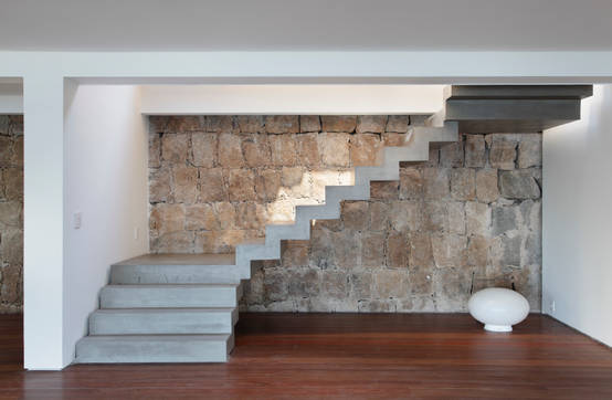Fotos de pasillos vestibulos y escaleras de estilo moderno de house in rio.jpg Creativo De Escalera Concreto
