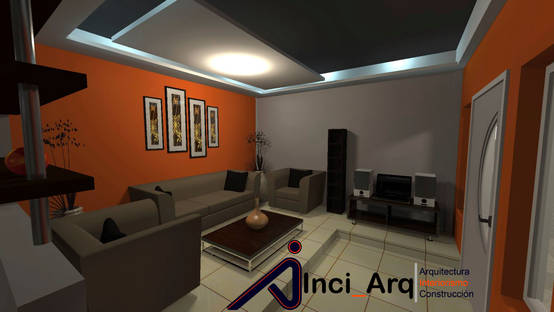 Fotos de salas recibidores de estilo moderno en naranja de inci arq.jpg Diseño Integrada Sala