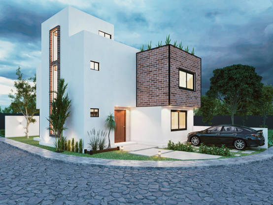 Casa de 174 m² con terraza en la azotea diseñada en Estado de México