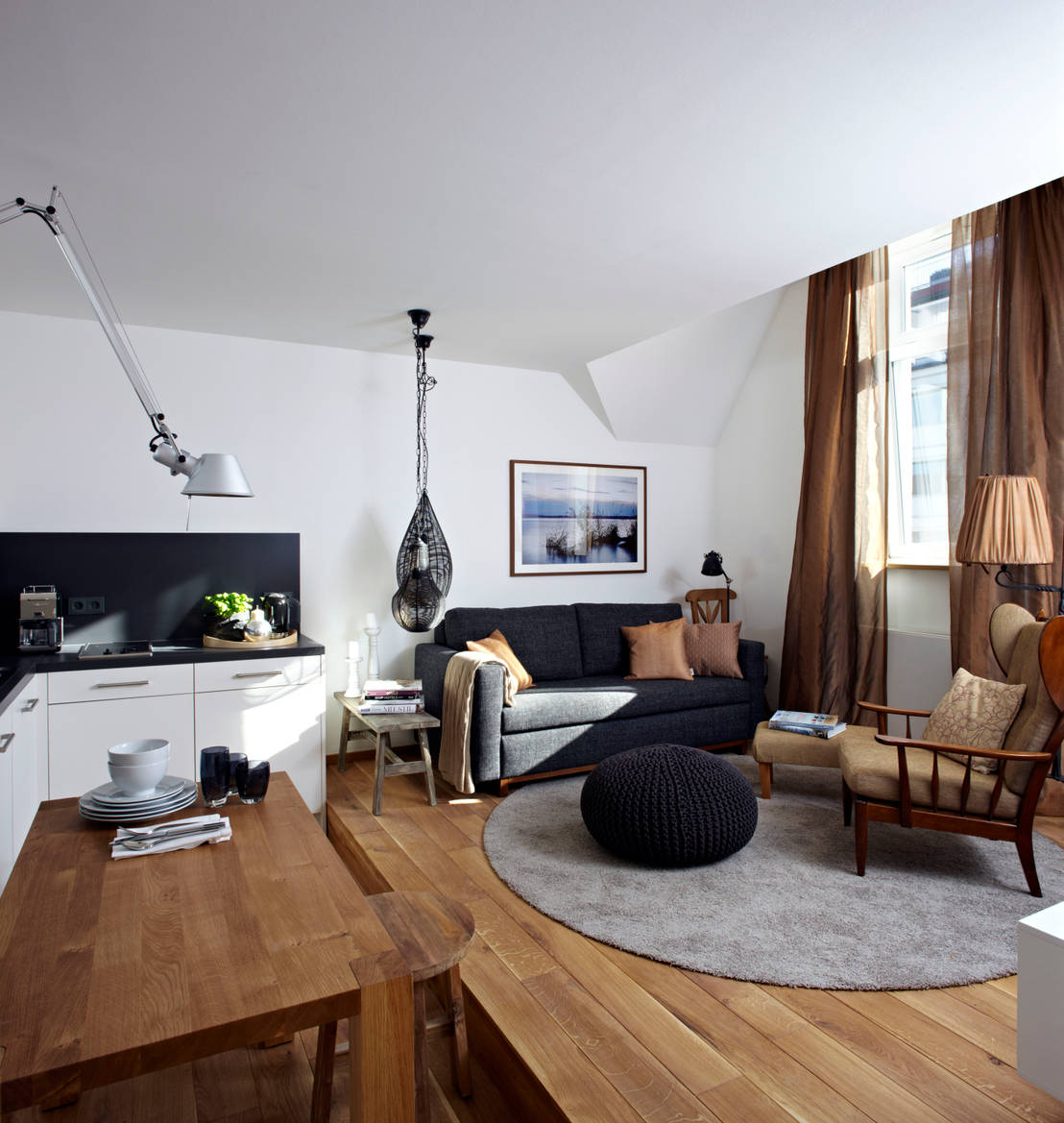 Tipps zum einrichten einer gemütlichen ein zimmer wohnung Gardinen modernes wohnen