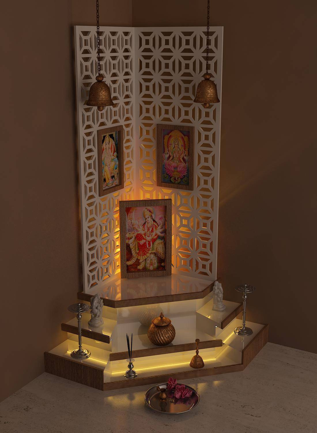 Shocking Gallery Of small mandir design in home simple Pictures