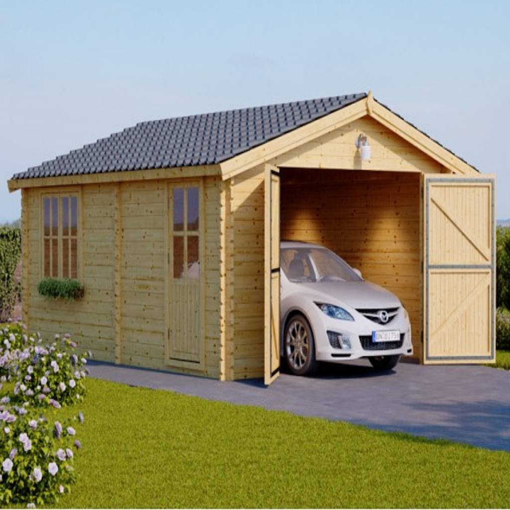 Holzgarage 360 x 535 44 mm, 19,9 m² skandinavische garagen & schuppen