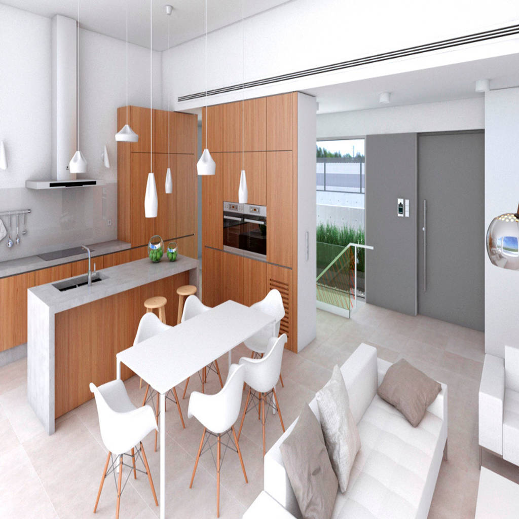 Salón-comedor-cocina cocinas de estilo moderno de nuño arquitectura