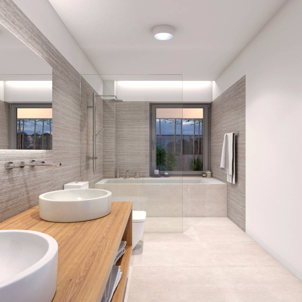 Baño principal nuño arquitectura baños modernos cerámico gris | homify