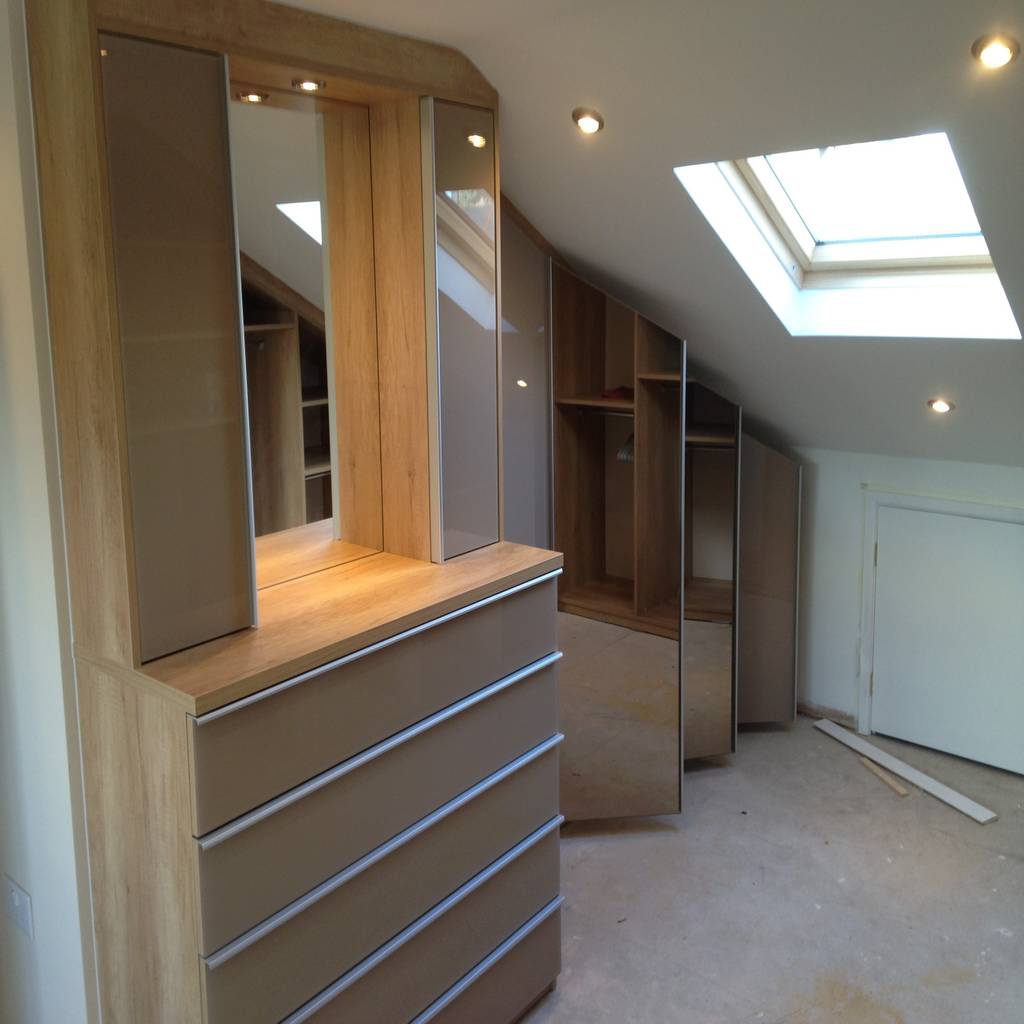 Loft Fitted Wardrobes With Glass And Mirror Doors Modern Style