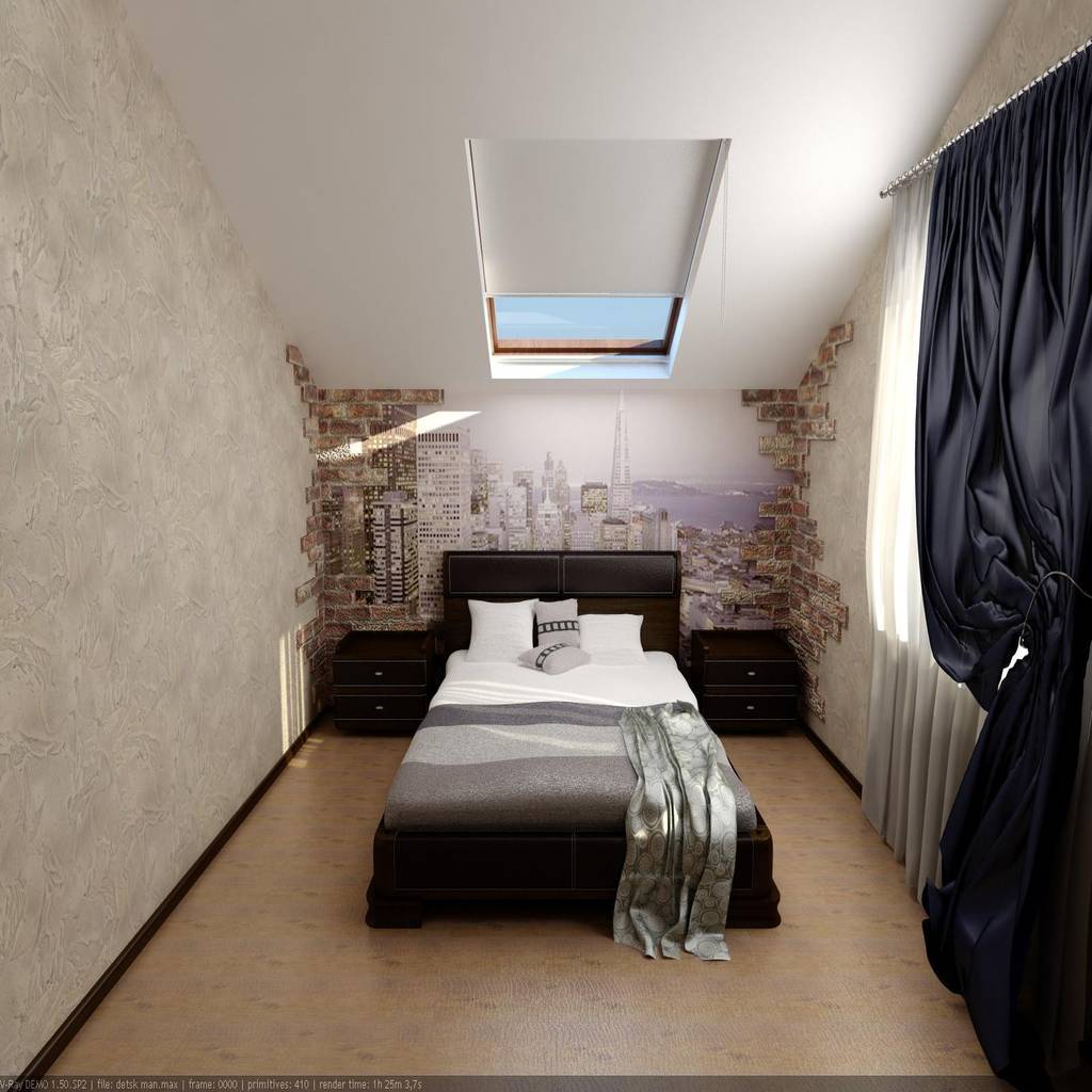 спальня мансарда дизайн интерьера