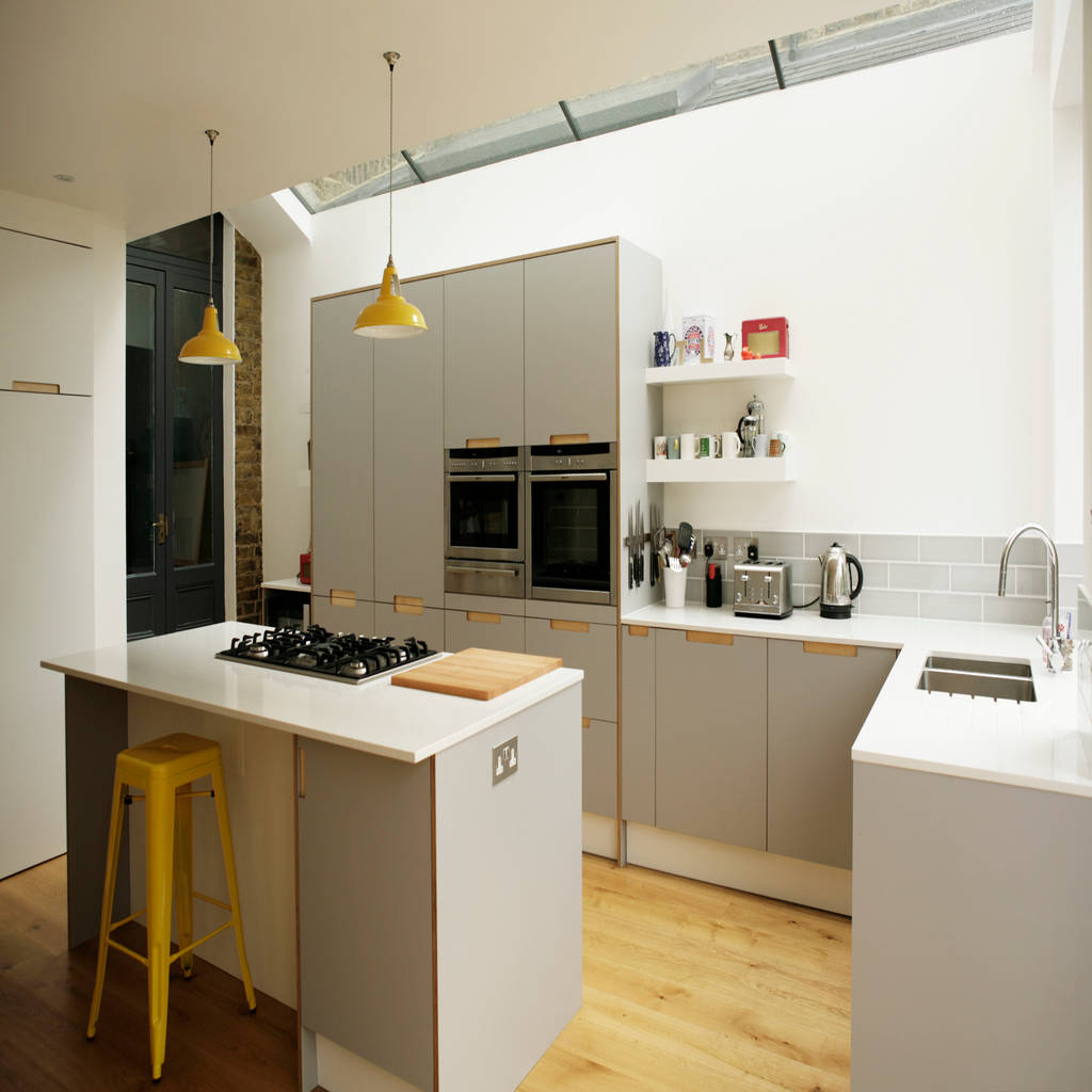 Birch ply & grey 'fox' coloured formica kitchen | homify