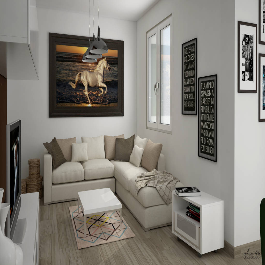 Render e soluzione soggiorno moderno di santoro design render moderno