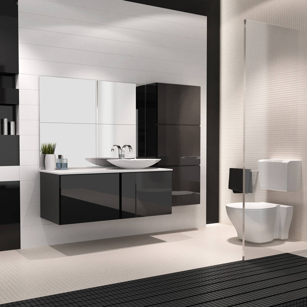Mueble de baño modelo michigan de 100 cms negro brillo baños online