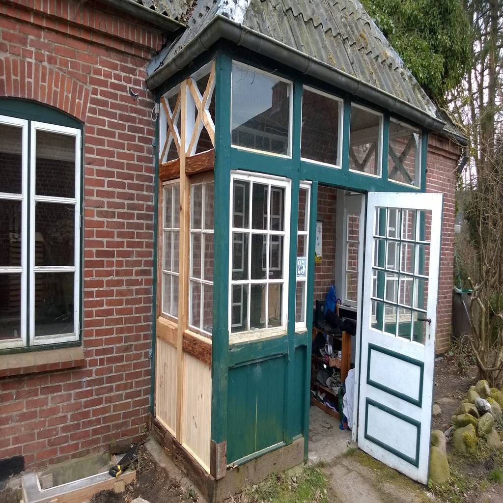 Windfang, austausch schadhafter hölzer fenster & türen im