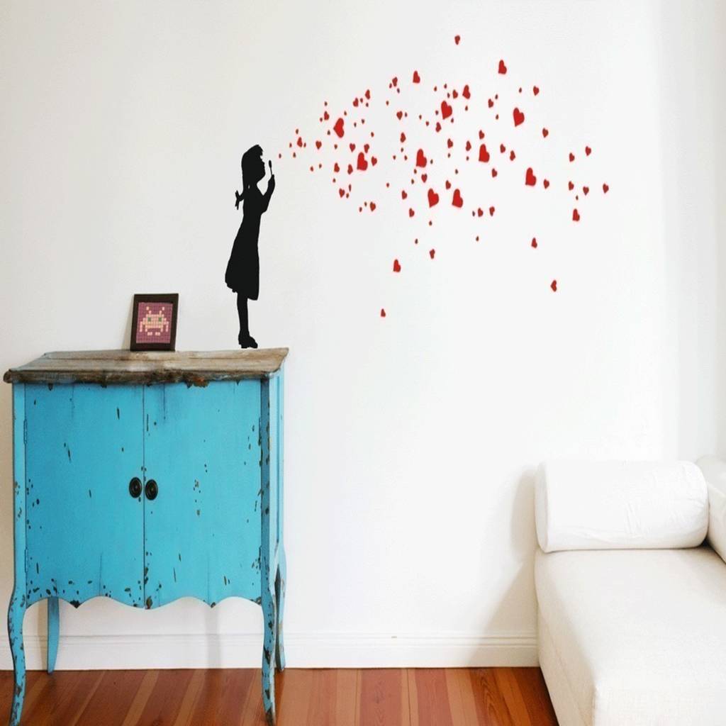 Heart bubble girl wall art wandsticker homify