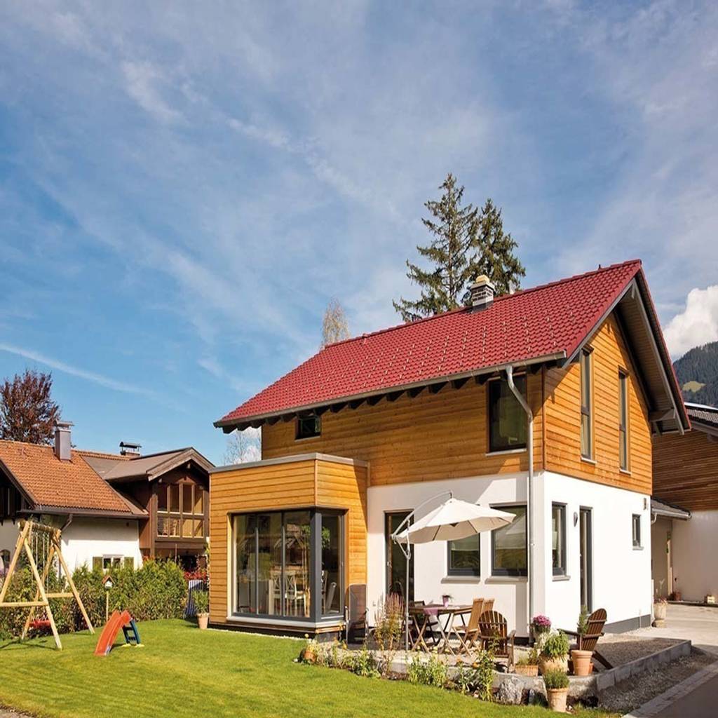 Medley 210 a einfamilienhaus mit holzverschalung und erker von
