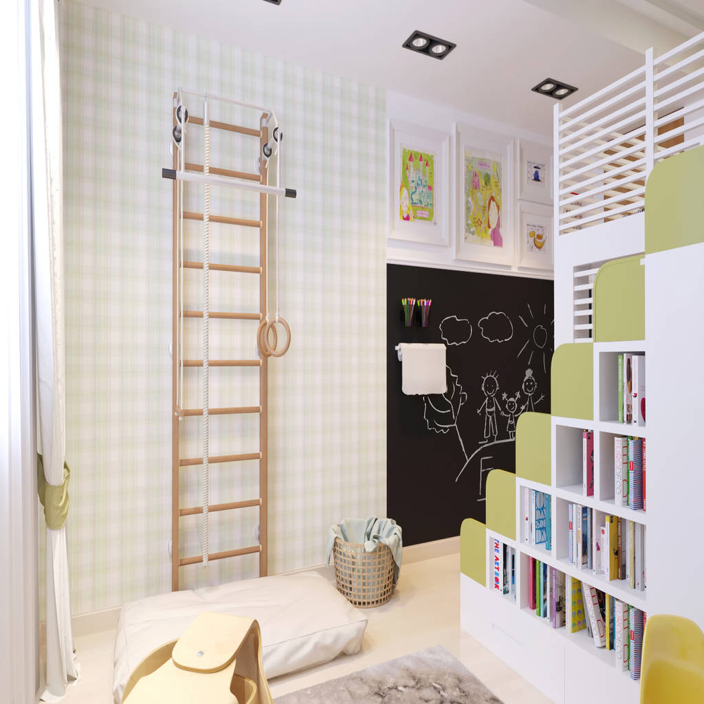 Интерьер детской комнаты со шведской стенкой