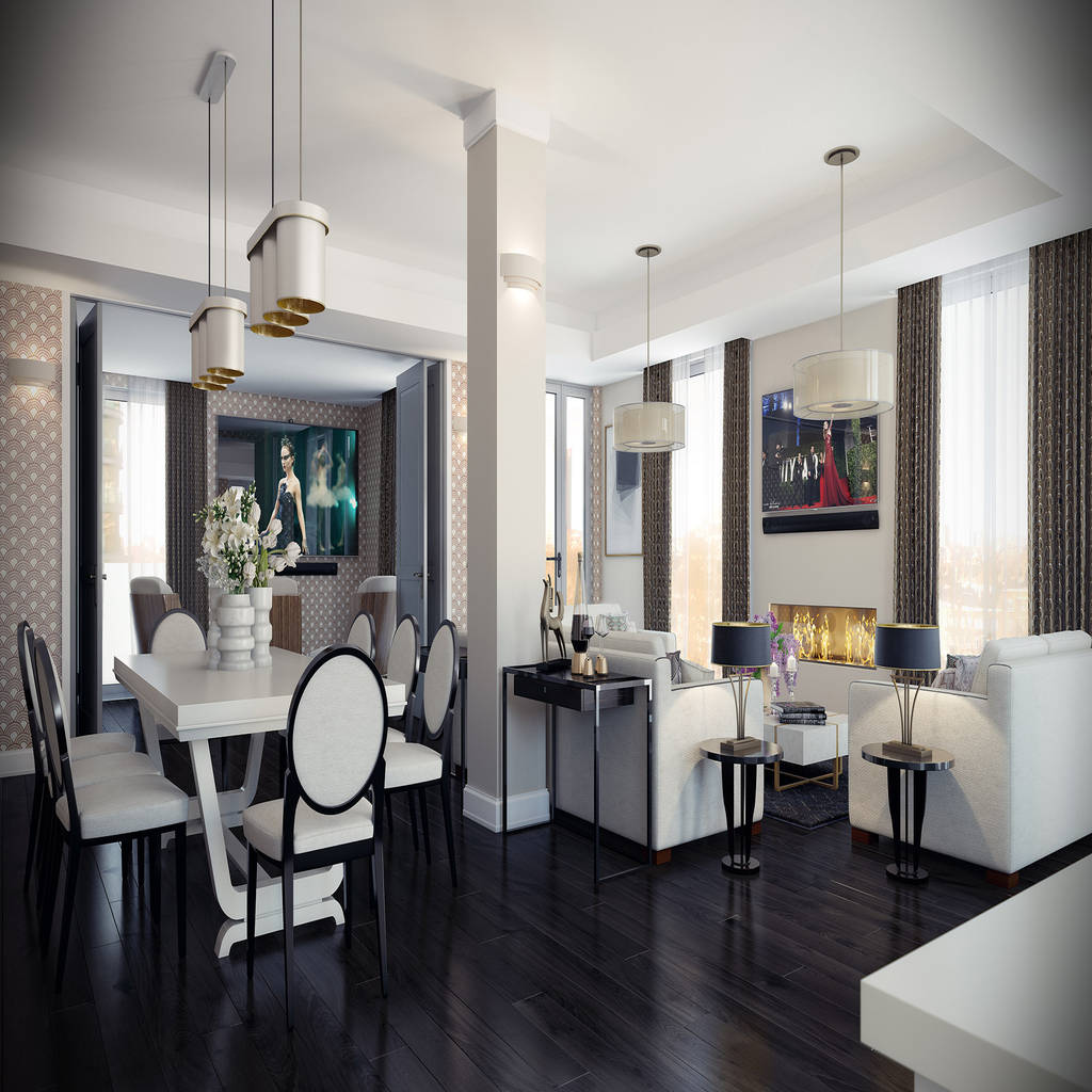 London penthouse salas de estar clássicas por rip3d archviz clássico