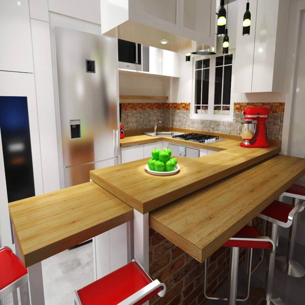 Diseño sala-cocina/comedor cocinas de estilo moderno de