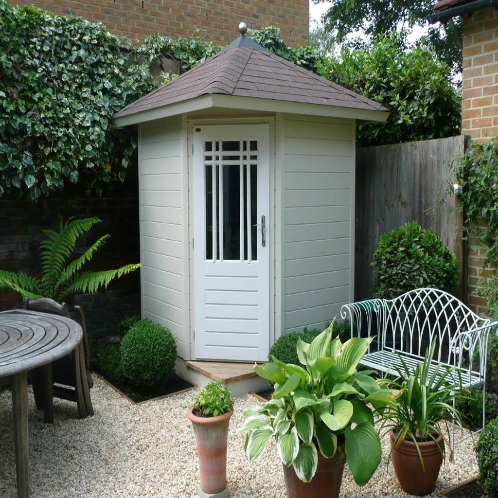 Posh corner shed classic style garage/shed by garden 