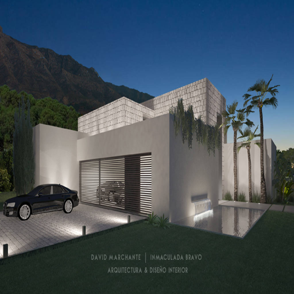 Garaje (nocturna) – vivienda costa del sol garajes minimalistas de