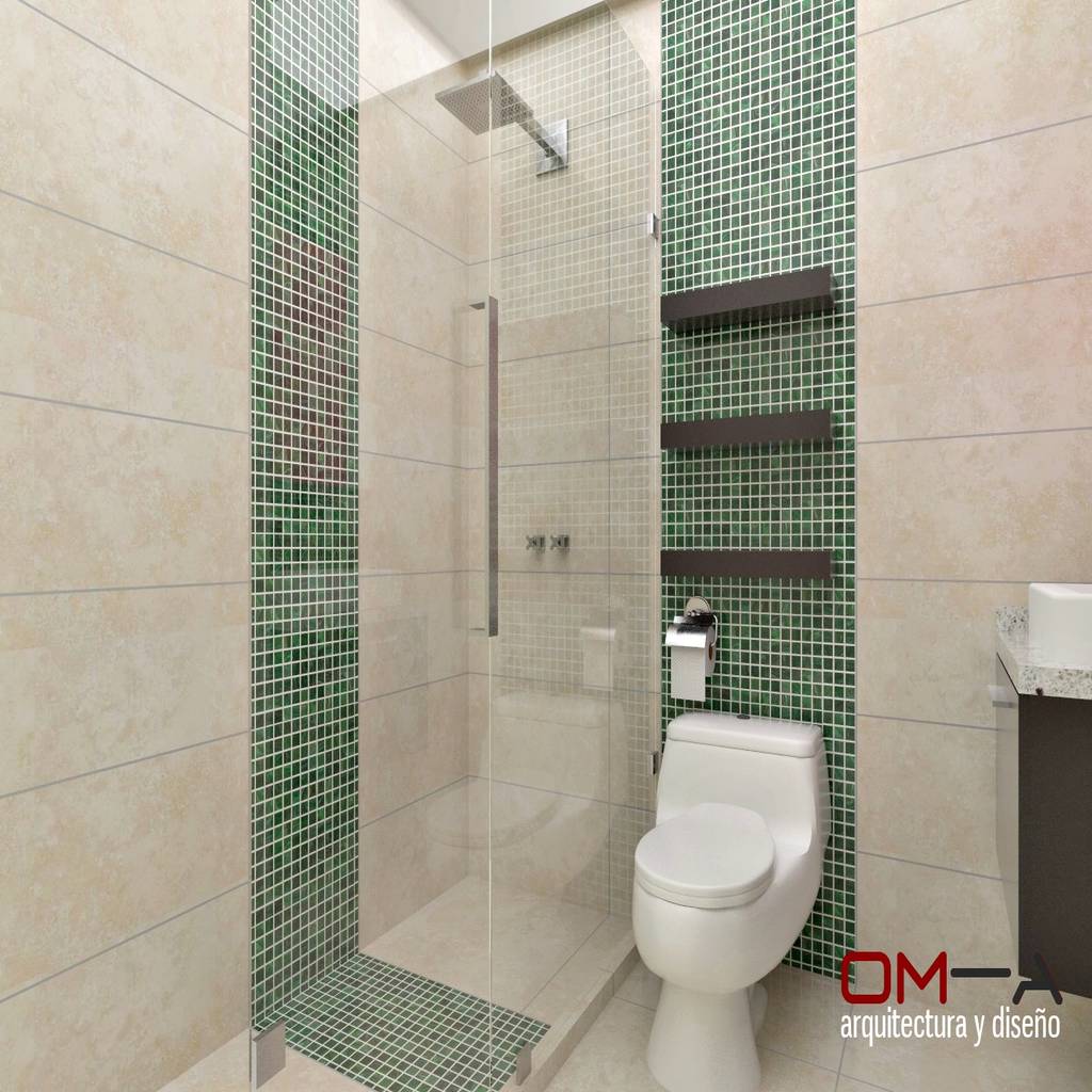 Diseño interior en apartamento, espacio baño secundario baños de estilo