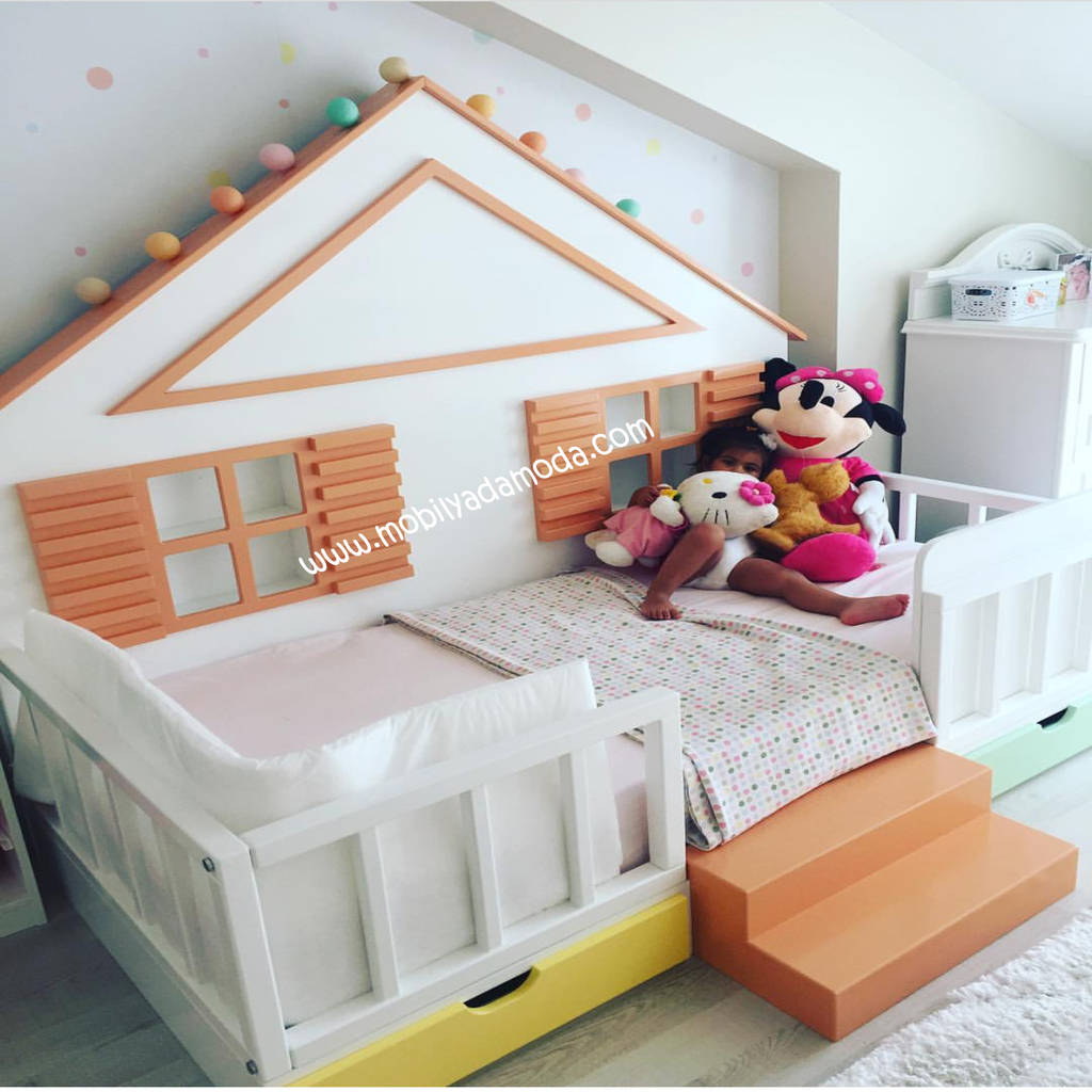 Arkası çatılı montessori yer yatağı mobi̇lyada moda modern