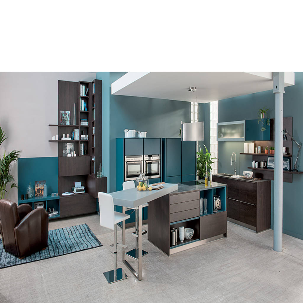 Wood effect open plan kitchen with island, schmidt kitchens homify