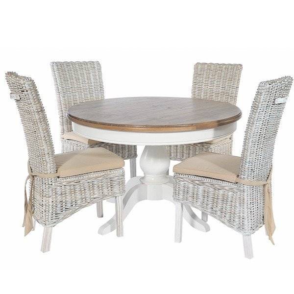 Savannah reclaimed wood round dining set with rattan chairs | homify