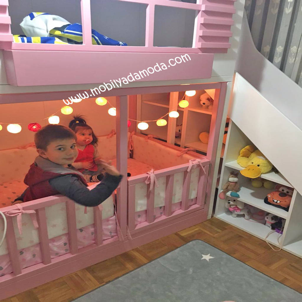 Ela�nın odası, kaydıraklı ev ranza altı montessori yataklı mobi̇lyada