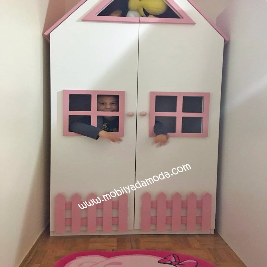 Ela�nın odası, kaydıraklı ev ranza altı montessori yataklı modern çocuk